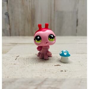 Littlest Pet Shop LPS Vintage Pink Ladybug with Mushroom EUC